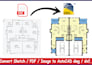 redraw, convert sketch, PDF, image to autocad floor plan for real estate